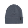 Grijze gebreide muts met omgeslagen rand en merklogo label, casual wintermuts