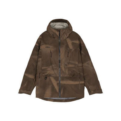 Bruine waterdichte outdoorjas met capuchon en ritssluiting voor heren