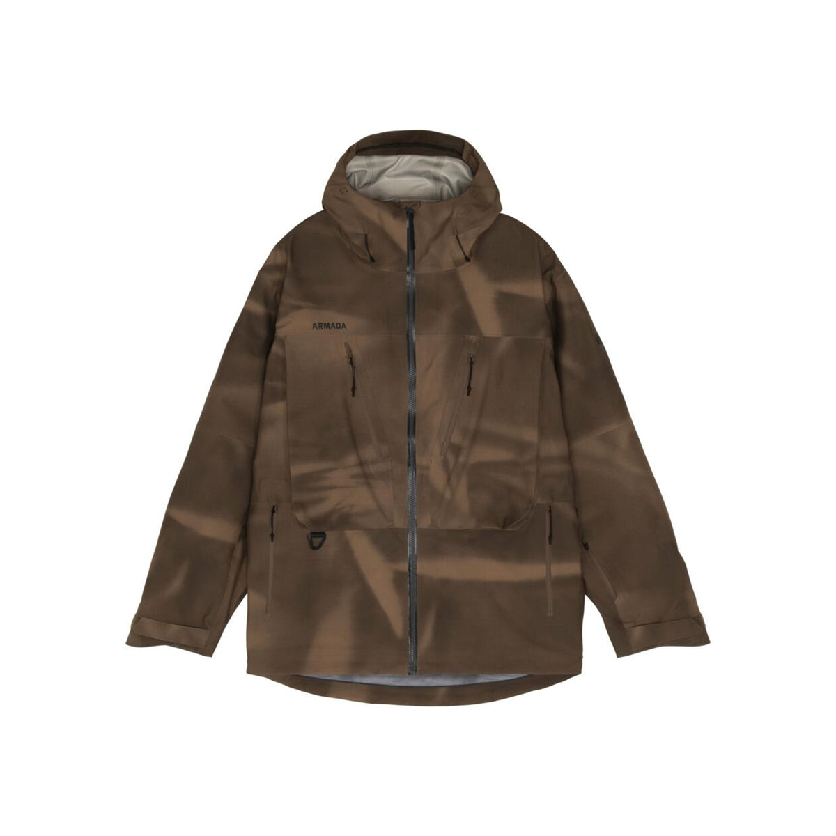 Bruine waterdichte outdoorjas met capuchon en ritssluiting voor heren