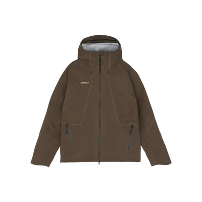 Bruine hardshell jas met capuchon en ritssluiting, waterdicht jack voor outdoor activiteiten