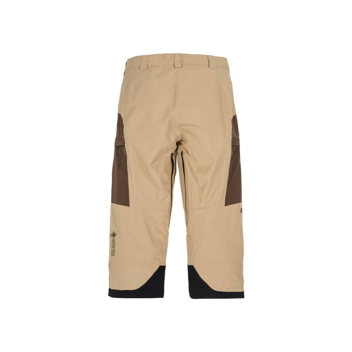Beige outdoorbroek met bruine zijpanelen en logo, functionele wandelbroek voor heren