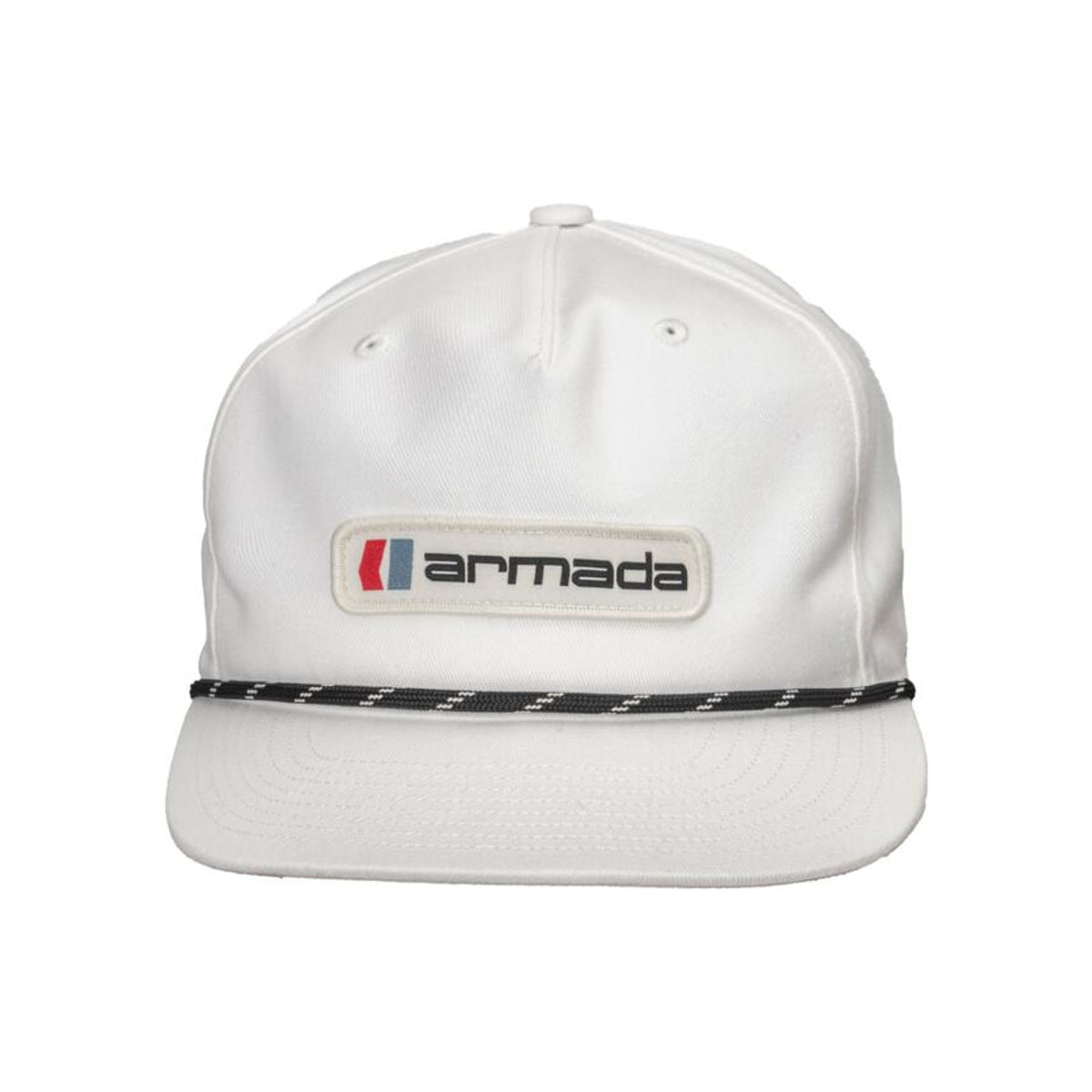 Witte Armada vintage snapback pet met geborduurd logo en gevlochten touwdetail