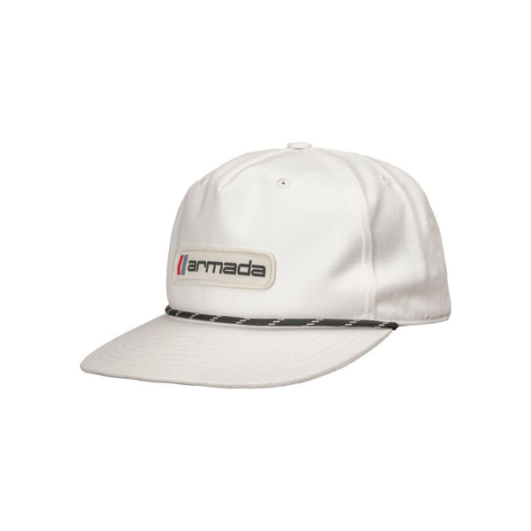 Witte Armada pet met logo en gevlochten touw detail - verstelbare snapback cap