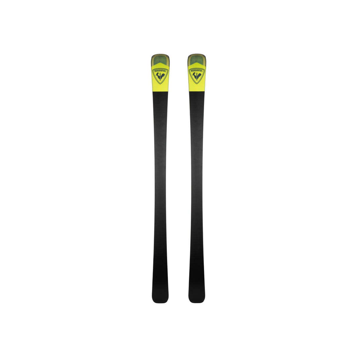 Rossignol Soul 7 HD all-mountain ski's met gele tip en zwarte body, voor freeride skiën