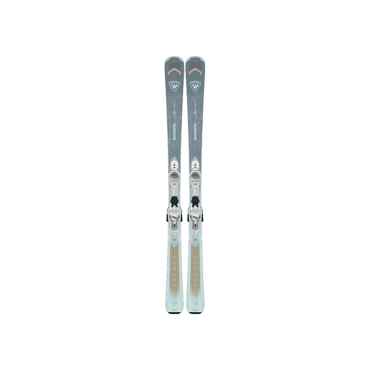 Rossignol dames all-mountain ski's met bindingen, grijs-witte alpine ski's voor beginners tot gevorderden