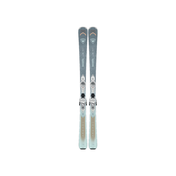 Rossignol dames all-mountain ski's met bindingen, grijs-witte alpine ski's voor beginners tot gevorderden