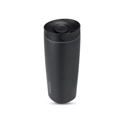 Zwarte thermosbeker 400ml met drinksluiting - Dubbelwandige koffiebeker to go - Lekvrije reismok
