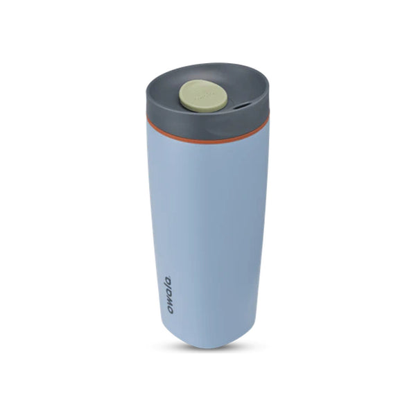 Blauwe geïsoleerde reisbeker met deksel en drukknop - 350ml thermosbeker voor koffie en thee onderweg