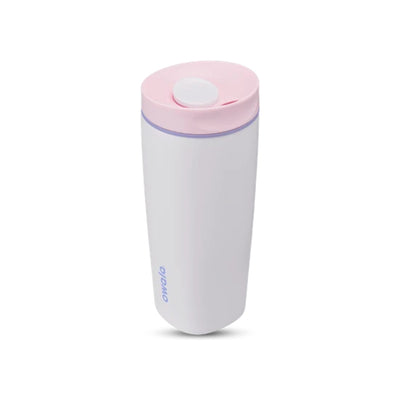 Witte thermosbeker met roze deksel - Dubbelwandige isolatiebeker voor koffie en thee onderweg