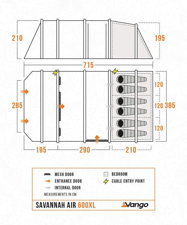 Vango Savannah Air 600XL Package 6 Persoons AirBeam Familietent