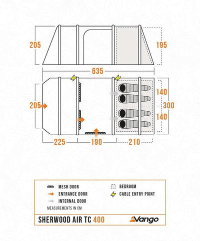 Vango Sherwood Air TC 400 Package 4-Persoons Air Beam Familietent
