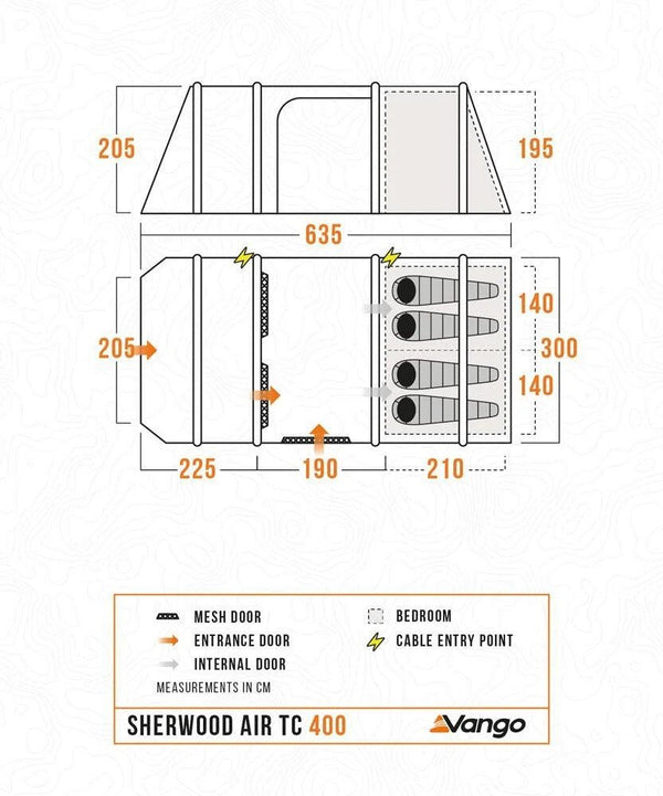 Vango Sherwood Air TC 400 Package 4-Persoons Air Beam Familietent