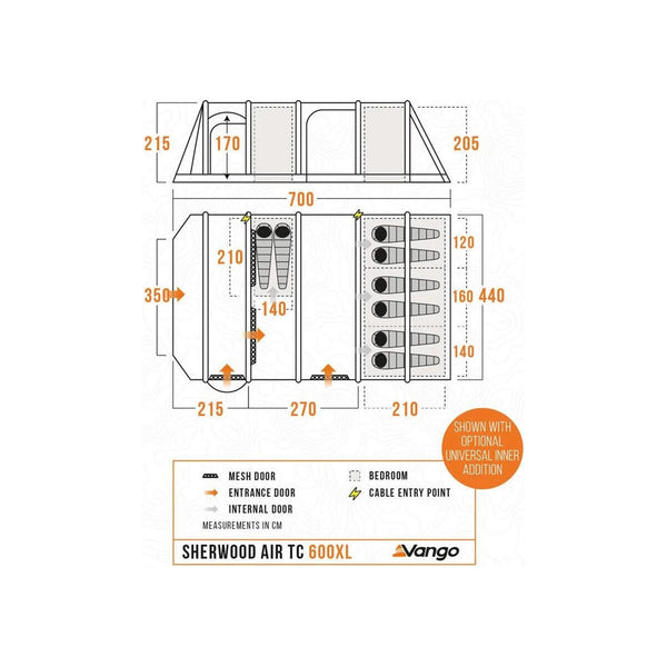 Vango Sherwood Air TC 600XL Package 6 Persoons Polycotton Luchtent