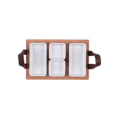Bowls and Dishes Borreltray 30cm 3-vaks met schaaltjes wit