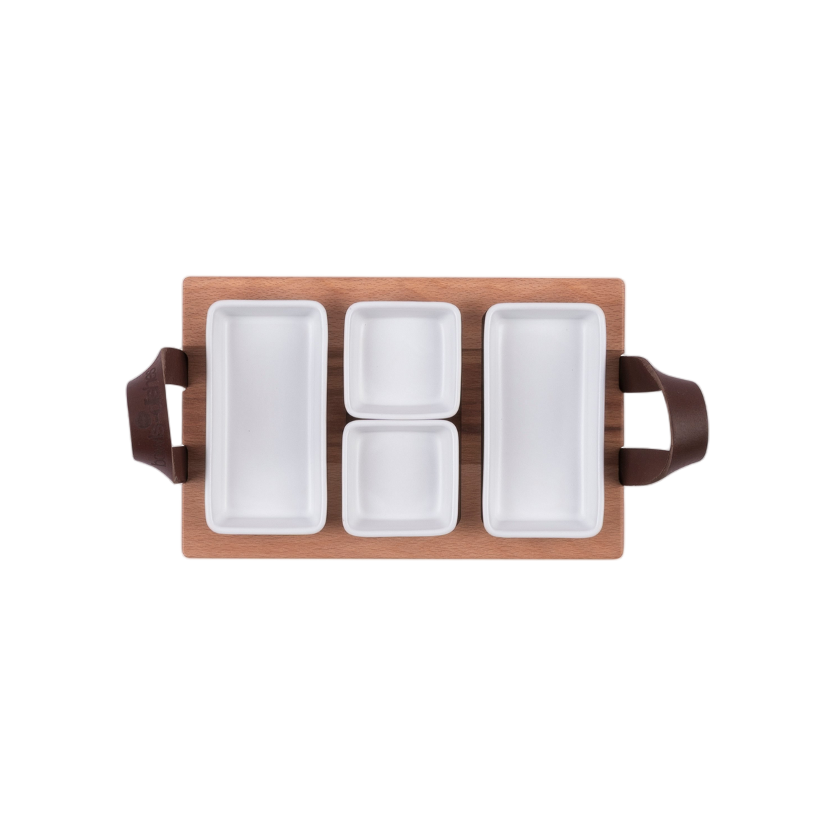 Bowls and Dishes Borreltray 30cm 3-vaks met schaaltjes wit