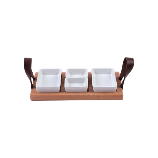 Bowls and Dishes Borreltray 30cm 3-vaks met schaaltjes wit