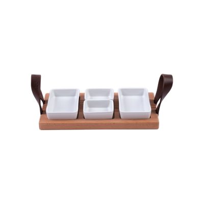 Bowls and Dishes Borreltray 30cm 3-vaks met schaaltjes wit