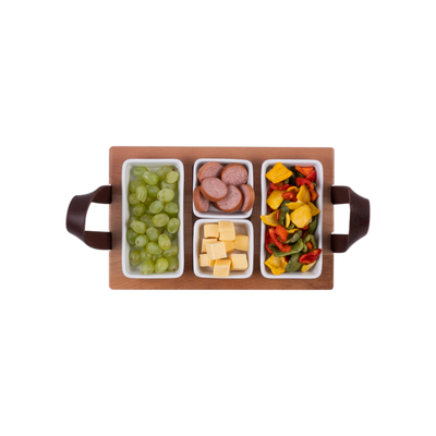 Bowls and Dishes Borreltray 30cm 3-vaks met schaaltjes wit