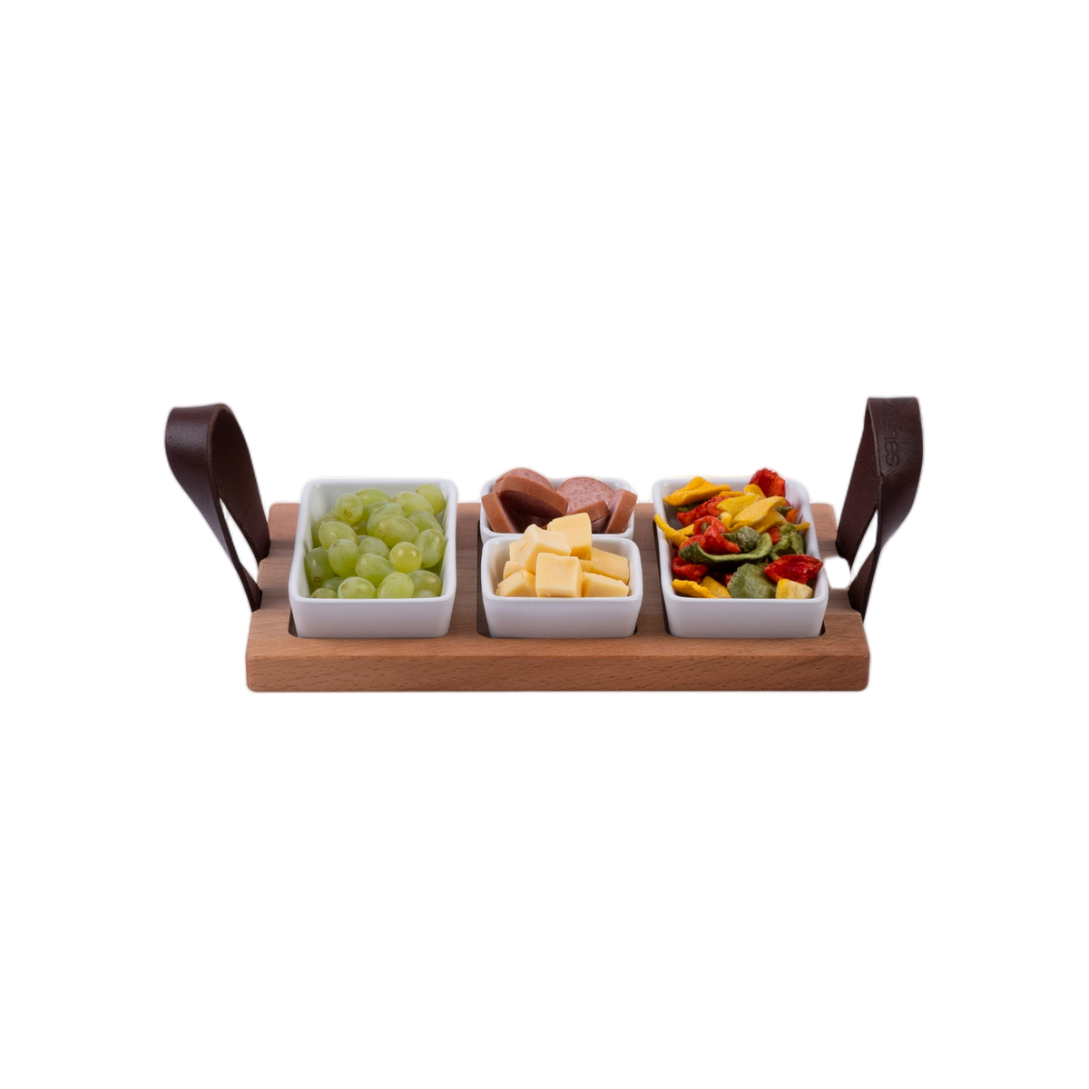 Bowls and Dishes Borreltray 30cm 3-vaks met schaaltjes wit