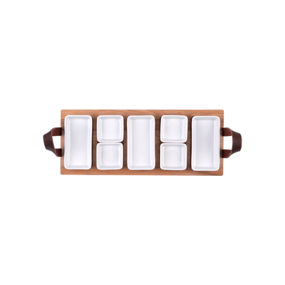 Bowls and Dishes Borreltray 49 cm 5-vaks met schaaltjes wit