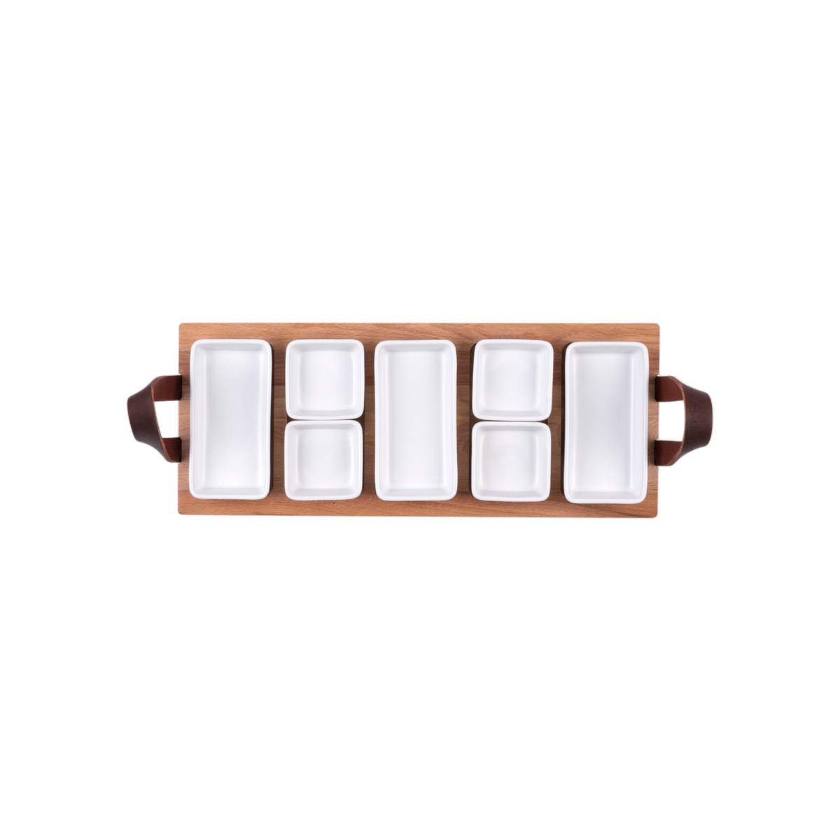 Bowls and Dishes Borreltray 49 cm 5-vaks met schaaltjes wit