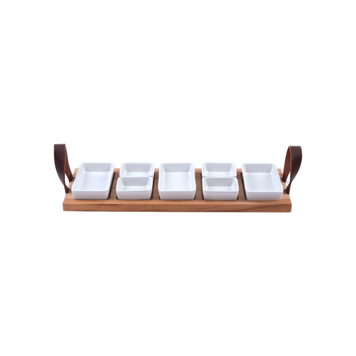 Bowls and Dishes Borreltray 49 cm 5-vaks met schaaltjes wit