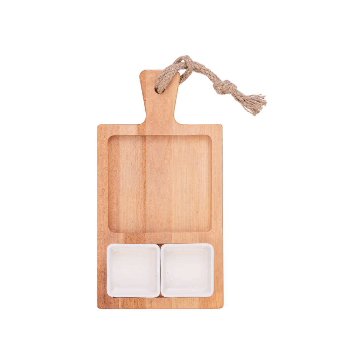 Bowls and Dishes Borrel Foodplank 35cm 2-vaks met 2 Schaaltjes Wit