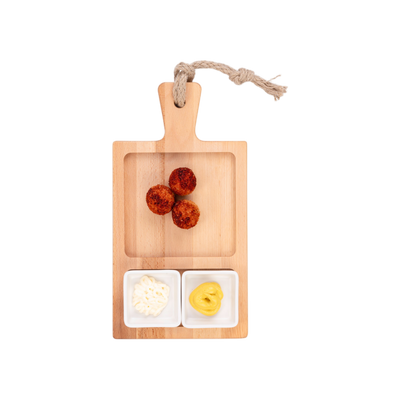Bowls and Dishes Borrel Foodplank 35cm 2-vaks met 2 Schaaltjes Wit