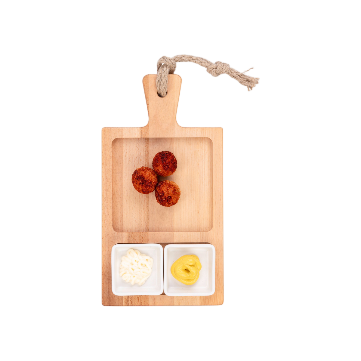 Bowls and Dishes Borrel Foodplank 35cm 2-vaks met 2 Schaaltjes Wit
