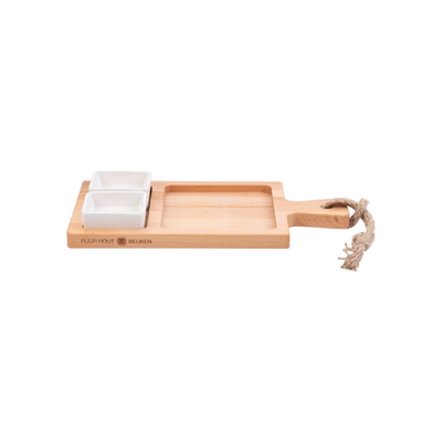 Bowls and Dishes Borrel Foodplank 35cm 2-vaks met 2 Schaaltjes Wit