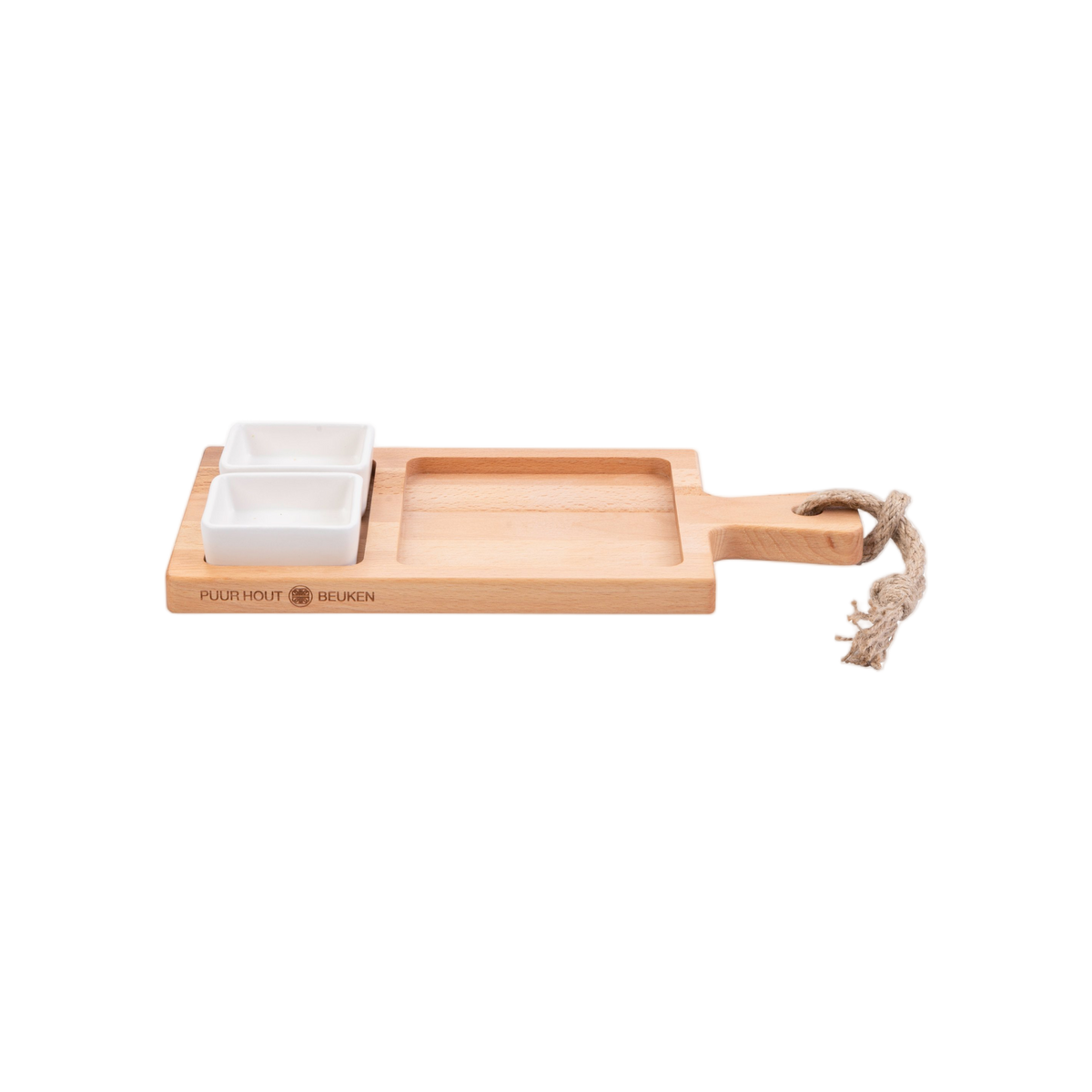 Bowls and Dishes Borrel Foodplank 35cm 2-vaks met 2 Schaaltjes Wit
