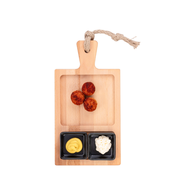 Bowls and Dishes Borrel Foodplank 35cm 2-vaks met 2 Schaaltjes Zwart