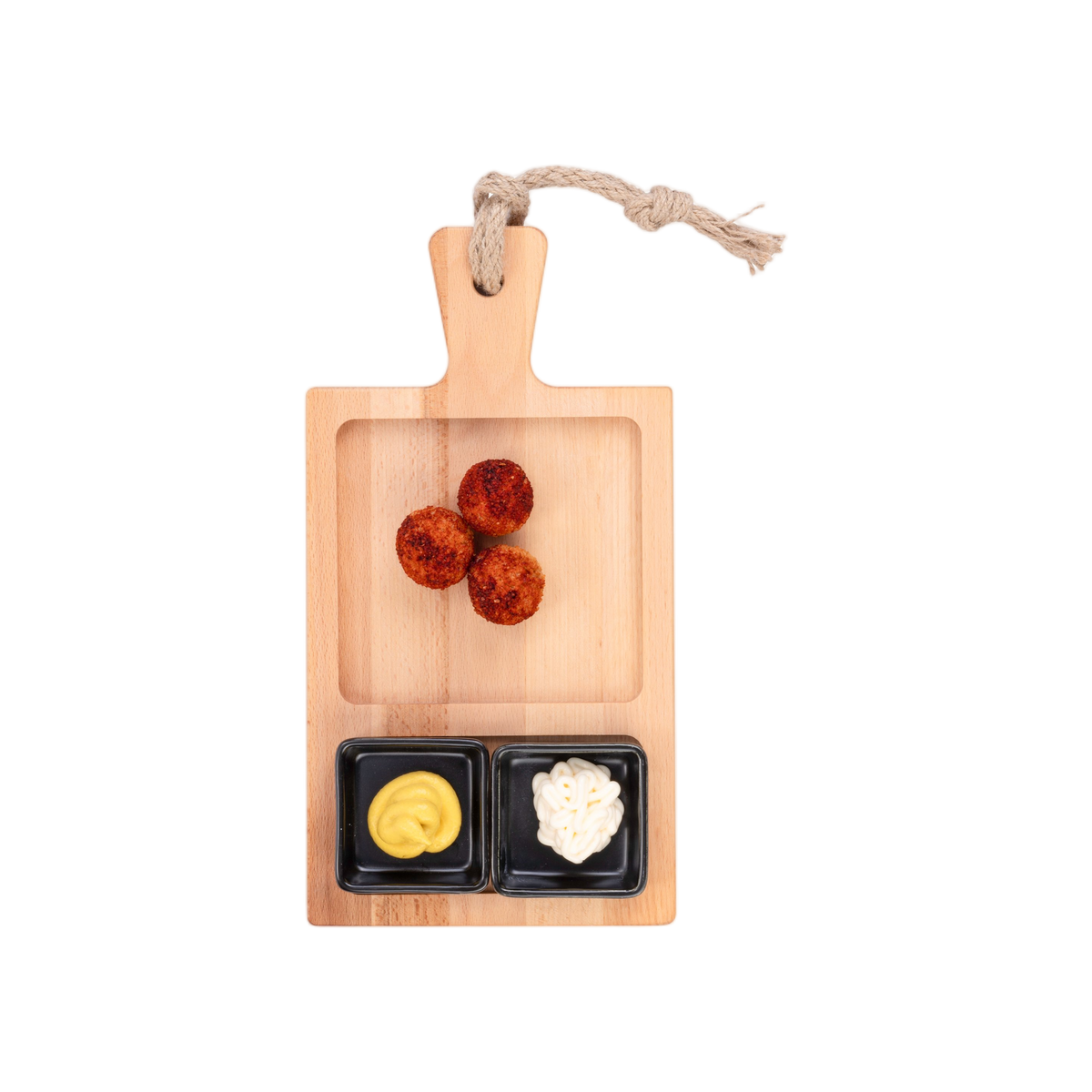 Bowls and Dishes Borrel Foodplank 35cm 2-vaks met 2 Schaaltjes Zwart