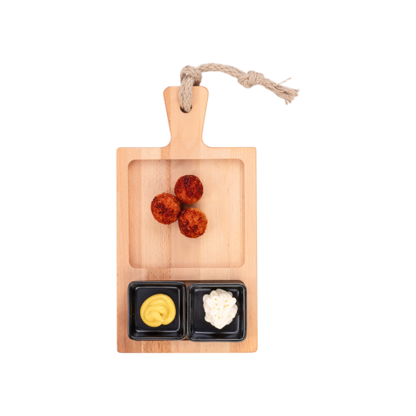 Bowls and Dishes Borrel Foodplank 35cm 2-vaks met 2 Schaaltjes Zwart