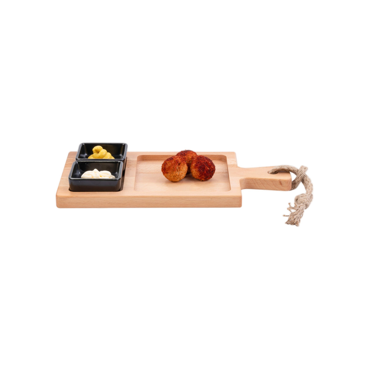 Bowls and Dishes Borrel Foodplank 35cm 2-vaks met 2 Schaaltjes Zwart