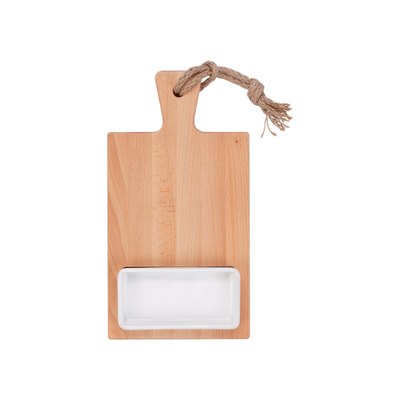 Bowls and Dishes Borrel Foodplank 35cm met Vak en Schaaltje Wit