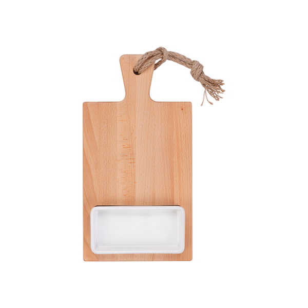 Bowls and Dishes Borrel Foodplank 35cm met Vak en Schaaltje Wit