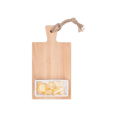 Bowls and Dishes Borrel Foodplank 35cm met Vak en Schaaltje Wit
