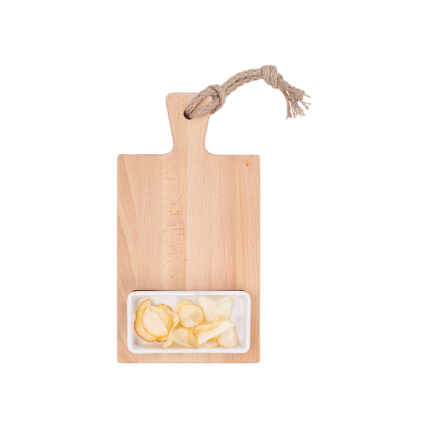 Bowls and Dishes Borrel Foodplank 35cm met Vak en Schaaltje Wit