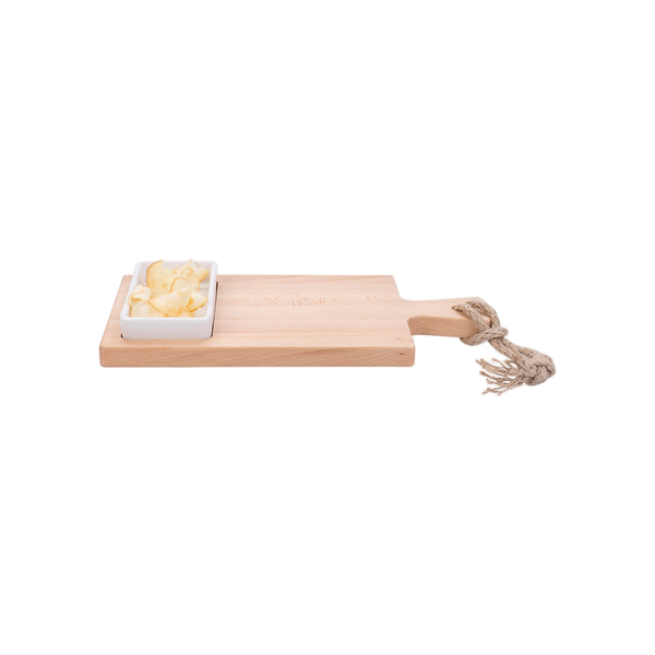 Bowls and Dishes Borrel Foodplank 35cm met Vak en Schaaltje Wit