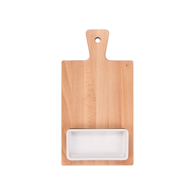 Bowls and Dishes Borrel Foodplank 35cm met Vak en Schaaltje Wit