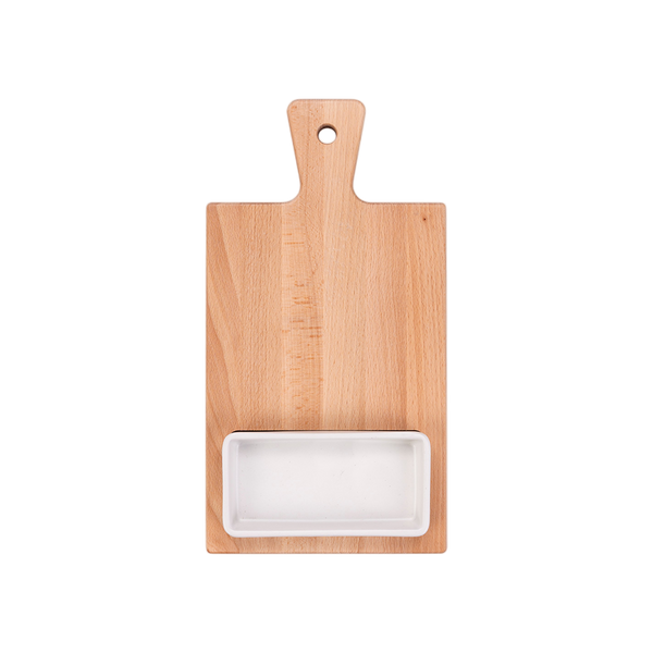 Bowls and Dishes Borrel Foodplank 35cm met Vak en Schaaltje Wit