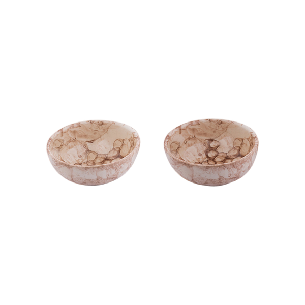 Bowls and Dishes Espuma 2 Terracotta Schaaltjes 11cm op Houten Plank 46cm