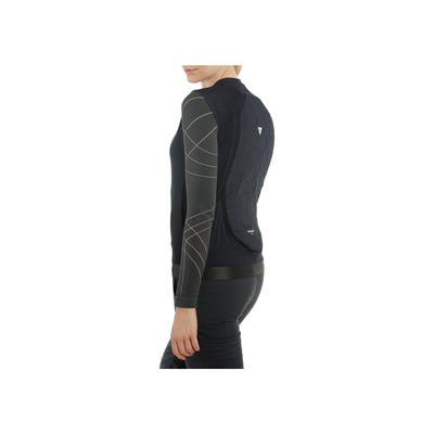 Zwarte dames thermoshirt met lange mouwen en geometrisch patroon, zijaanzicht