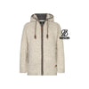 Shakaloha beige gebreide wollen vest met capuchon en rits, unisex outdoorjas met logo