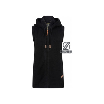 Zwarte mouwloze hoodie vest met rits en capuchon van Maraldia