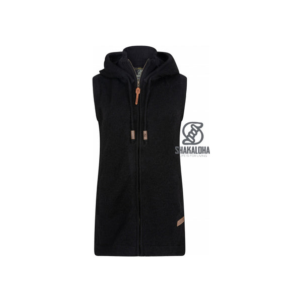 Zwarte mouwloze hoodie vest met rits en capuchon van Maraldia