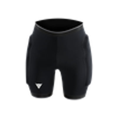 Zwarte sportbroek met korte pijpen en klein wit logo op been
