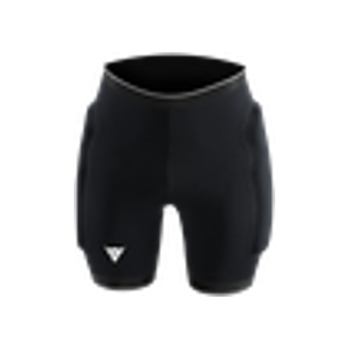 Zwarte sportbroek met korte pijpen en klein wit logo op been
