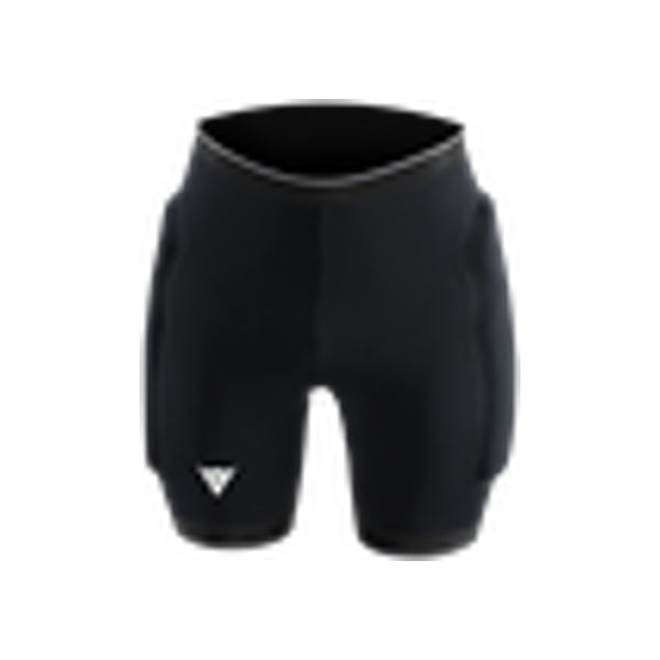 Zwarte sportbroek met korte pijpen en klein wit logo op been